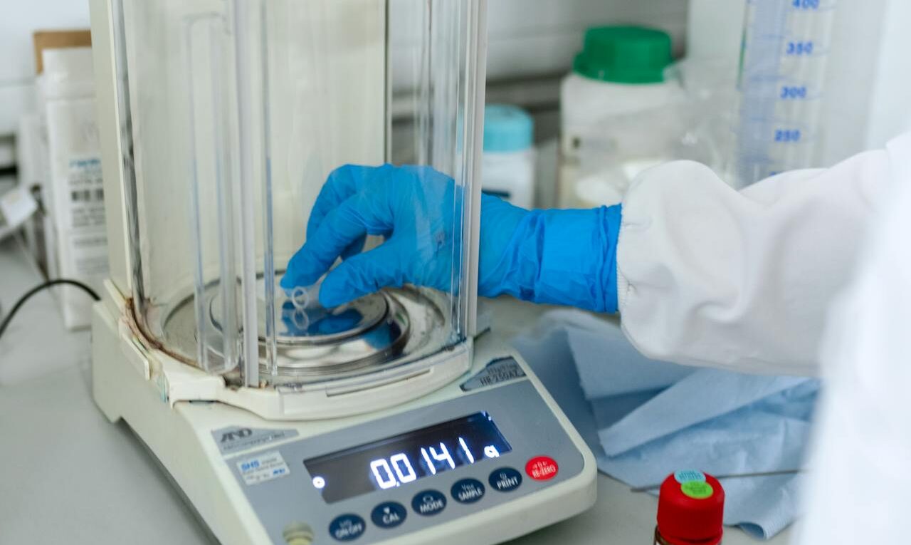 Glucometer blood sugar test with healthy food