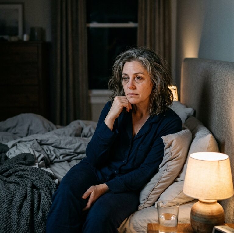 woman awake at night menopause sleep problems