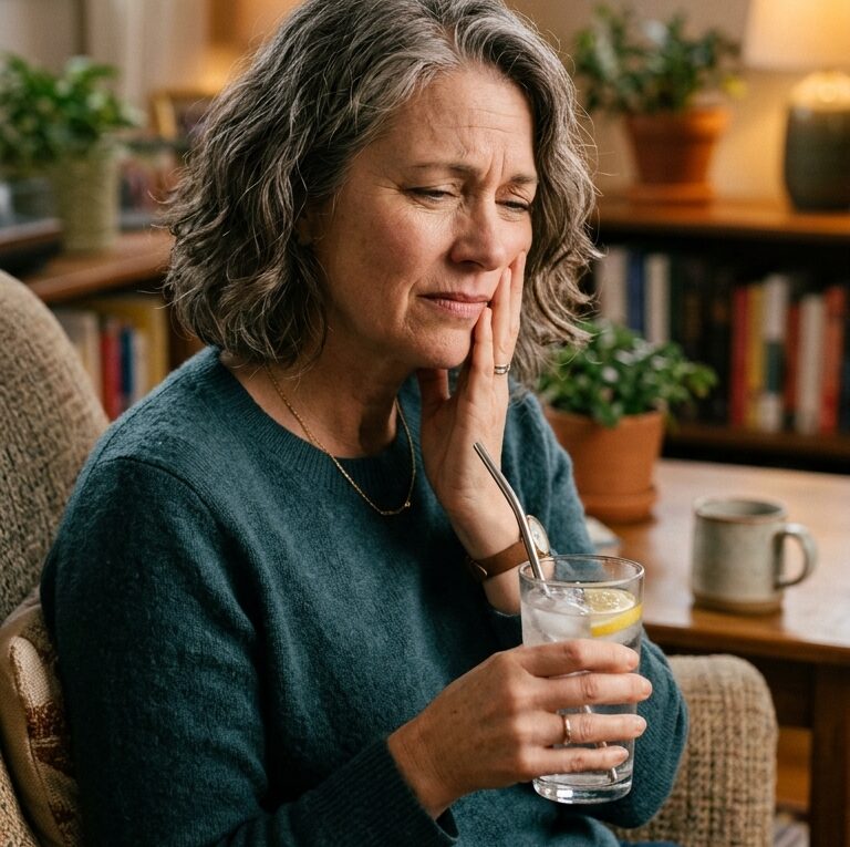 woman with tooth sensitivity after 40