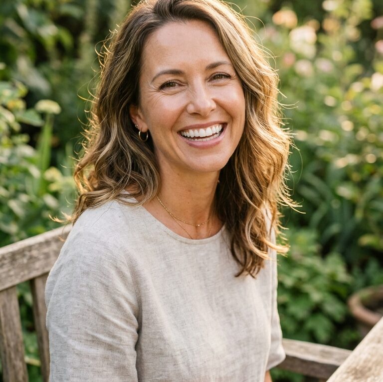 woman with naturally whitened teeth smiling